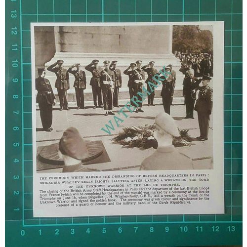 C2754) Brig JH Whalley-Kelly British Army Staff Headquarters Paris Close -1948