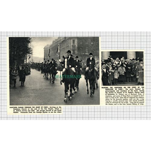 C2629) Huntsmen Parade Blessing Madeleine Church Paris St Hubert - 1950 Clip