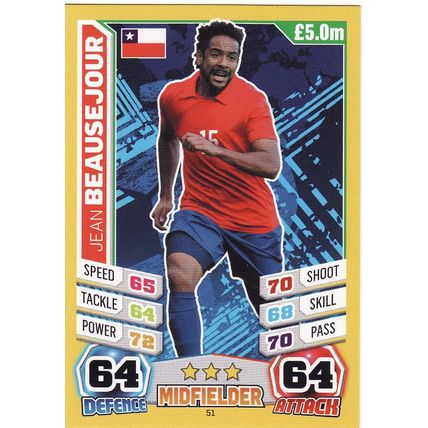 Match Attax World Cup 2014 51 Jean Beausejour Chile