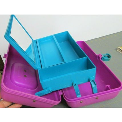 Vintage Caboodles Purple & Teal w/Mirror Makeup Cosmetic Travel Case #2622