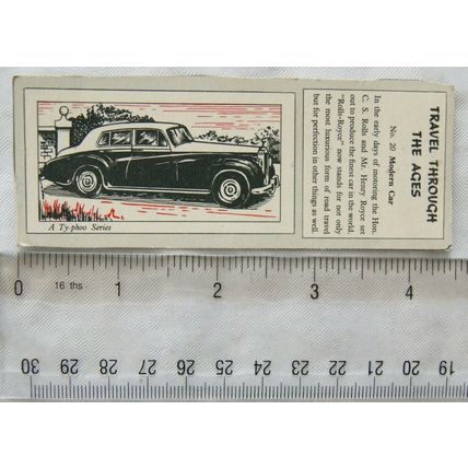 1962 Typhoo Travel through the Ages package card No. 20 Modern Car