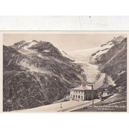 Bahnhof Restaurant Alp Grum und Palugletscher Switzerland postcard unused VGC