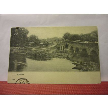 SONNING, READING, BERKSHIRE used antique postcard RP 1908? pm =