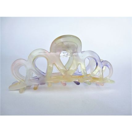 Yellow purple and pink marbled hair claw clip medium fine hair