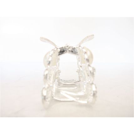 Silver metal butterfly faux pearl and clear crystal hair claw clip bridal clip