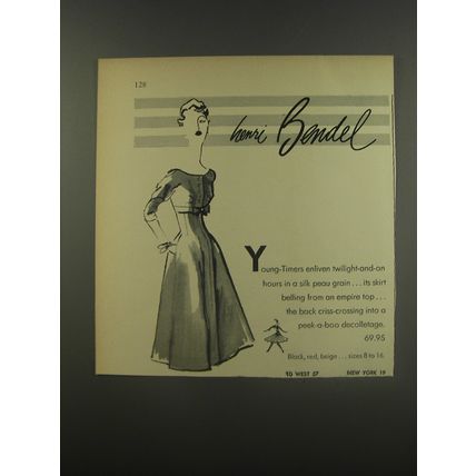 1956 Henri Bendel Dress Ad - Young-timers Enliven Twilight-and-on Hours
