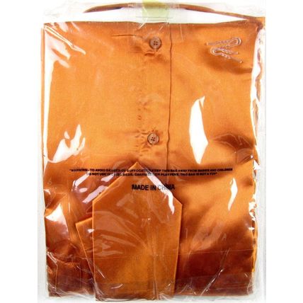 NWT Milano Moda Men's Shiny Copper Satin 4 Pc. Dress Shirt Set, 16-16.5 (36/37)
