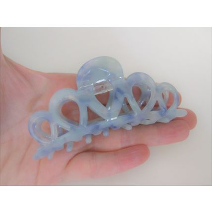 Mixed blues and white marbled hair claw clip medium fine hair