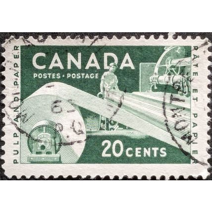 STAMP Canada SG488 1956 20c Paper and Pulp Industry Used