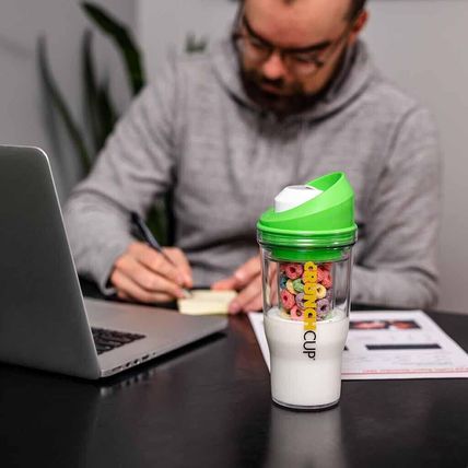 The CrunchCup XL Portable Cereal & Milk Cup for Breakfast on the Go-GREEN-FAST