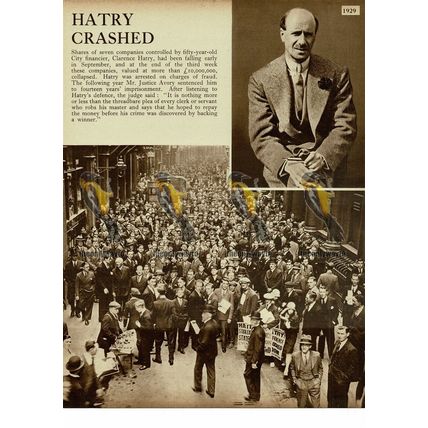 Hatry Crashed, City Financier Jailed for Fraud, 1929, Book Illustration, 1938