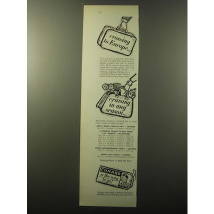 1960 Cunard Cruise Line Advertisement