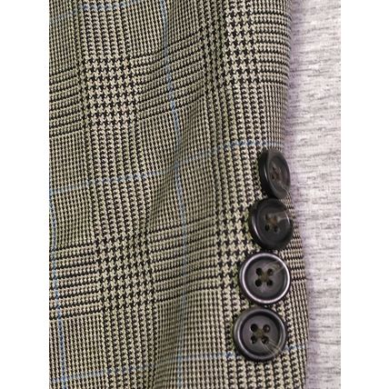 Chaps Mens Sports Coat Brown 46L Houndstooth Button Sleeve Pockets Back Slit