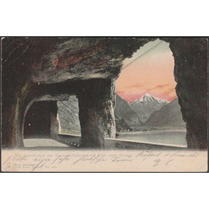 Die Axenstrasse am Vierwaldstättersee mit Blick nach Bristen, 1903 - Goetz AK