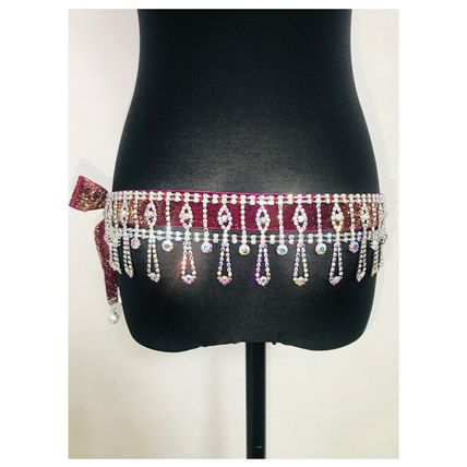 Women Diamante Chain Rhinestone Charm Belt Crystal Tassels Wedding Party Dance
