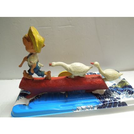 Vintage Plastic Toy "Goose Boy" Farm Boy & Goose on log A RIEVO Product USA