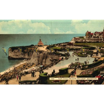 Cliff Walk & Band Enclosure, Broadstairs, Kent, 13564 S & E, Norman, Postcard