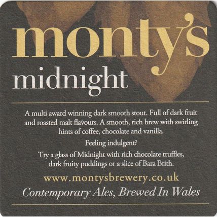 BEER MAT - MONTY'S BREWERY(WALES) - MIDNIGHT STOUT - (Cat No 007) - (2014)