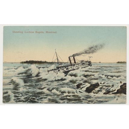 Canada Shooting Lachine Rapids Montreal blank 1910s postcard Valentine 109408