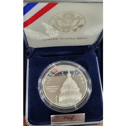 1994 US Capitol Bicentennial Silver Dollar PROOF US Mint Coin Set with Box & COA
