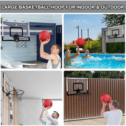 24" X 16" Large Basketball Hoop Indoor for Adults, over the Door Basketball Hoop