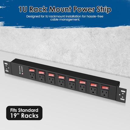 Rack Mount Power Strips,8 Outlet Strips Surge Protector with Individual Switches