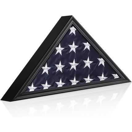 Burial Flag Display Case for American Veteran Flag Display, Military Flag Displa