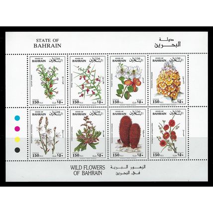 Bahrain 1993 Wildflowers stamps minisheet MNH