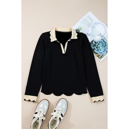 Black Varsity Stripe Detail Drop Shoulder Pullover Mini Skirt Set
