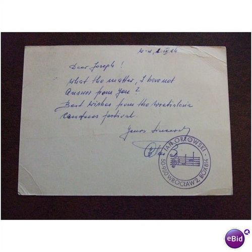 Poland 1984 Post card Wratislavia Cantans Music Special cancellation shs