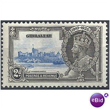 Gibraltar 1935 SG114 2d Ultramarine & Grey Silver Jubilee Mounted Mint.