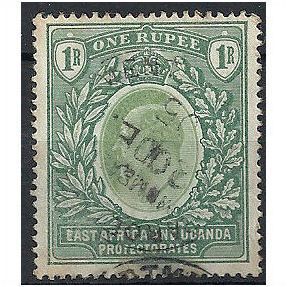 East Africa & Ugandan Protectorate 1913 SG9 1r Green Fine Used . .