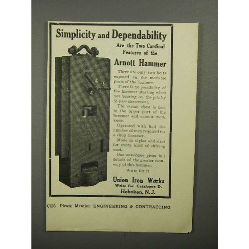 1911 Union Iron Works Arnott Hammer Ad - Simplicity