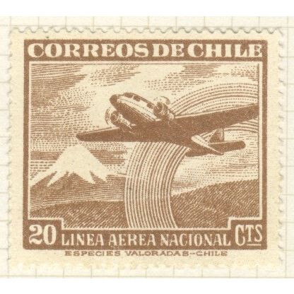 Chile 1950 (Air) - 20c brown - Airmail - unused