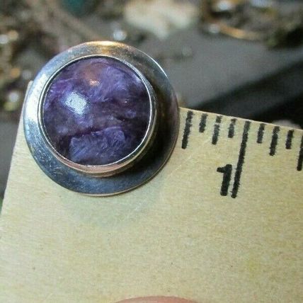NATIVE AMERICAN PURPLE CHAROITE & STERLING SILVER EARRINGS By NAVAJO ARTIST