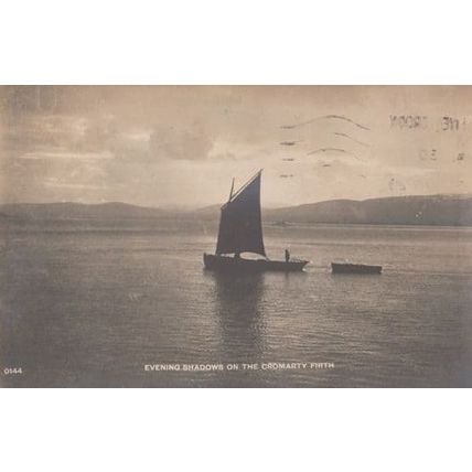 Evening On The Cromarty Firth Sailing Boat Sunset Antique Scotland Postcard