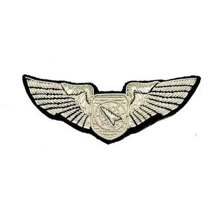 US AIR FORCE BATTLE MANAGER OFFICER PILOT CHEST WING SILVER BULLION 3" CP BRAND