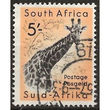 South Africa 1954 SG163 5/- Black-Brown & Yellow-Orange Fine Used .