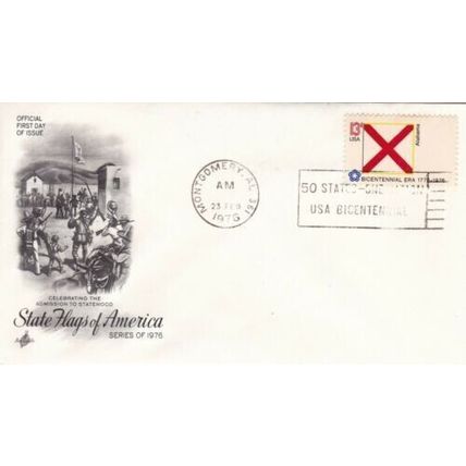 Alabama United States 1976 State Flags FDC Montgomery cancel Unaddressed VGC