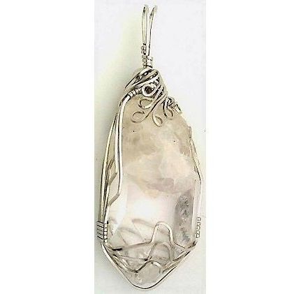 Quartz Crystal Stainless Steel Wire Wrap Gemstone Pendant 5
