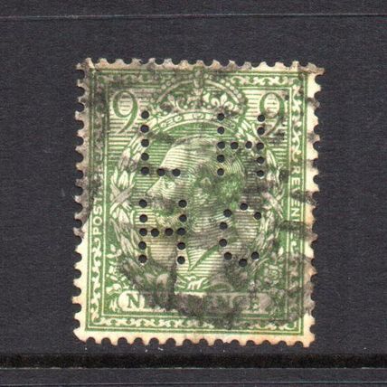 George V - 1924-26 - 9d Olive-Green (sg427) Used (LHHC Perfin)