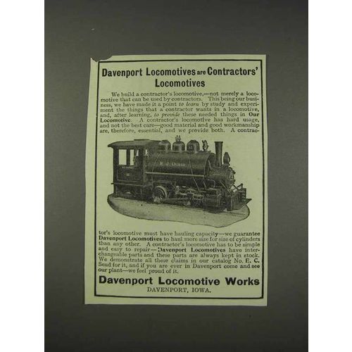 1910 Davenport Locomotives Ad - Contractors'