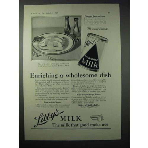 1923 Libby's Evaporated Milk Ad - Creamed Eggs Toast