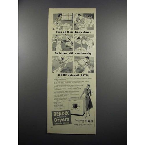 1950 Bendix Automatic Dryer Ad - Swap Dreary Chores