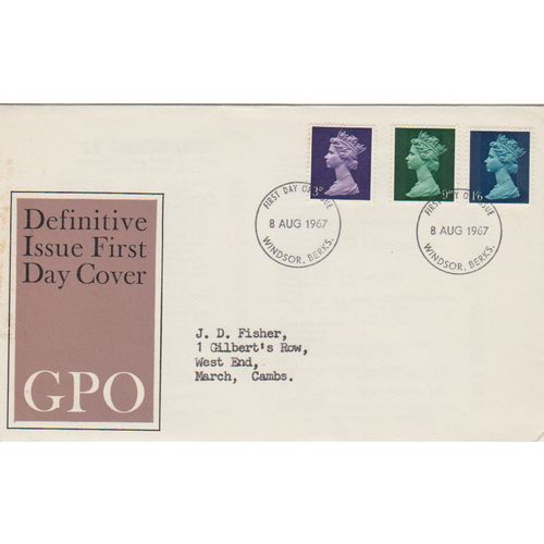 GB 1967 New August Definitives GPO FDC Windsor pm see others