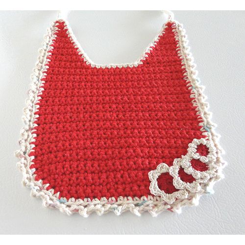 Baby toddler bib burp cloth #bb002 cotton crochet 7.5 inch x 7.75 inch