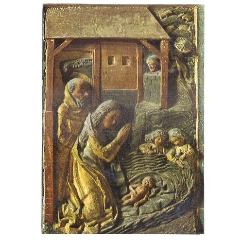 THE NATVITY. carving unused vintage postcard #