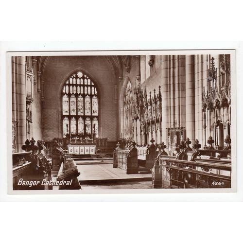 Bangor Cathedral Postcard RP Caernarfonshire 4264
