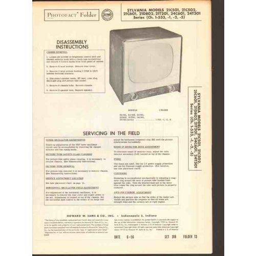 SYLVANIA chassis 1-533-x TV television receiver Sams Photofact manual