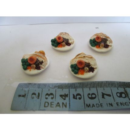 DOLLS HOUSE MINIATURE FOOD 4 x CHRISTMAS DINNERS - 12TH SCALE Handmade